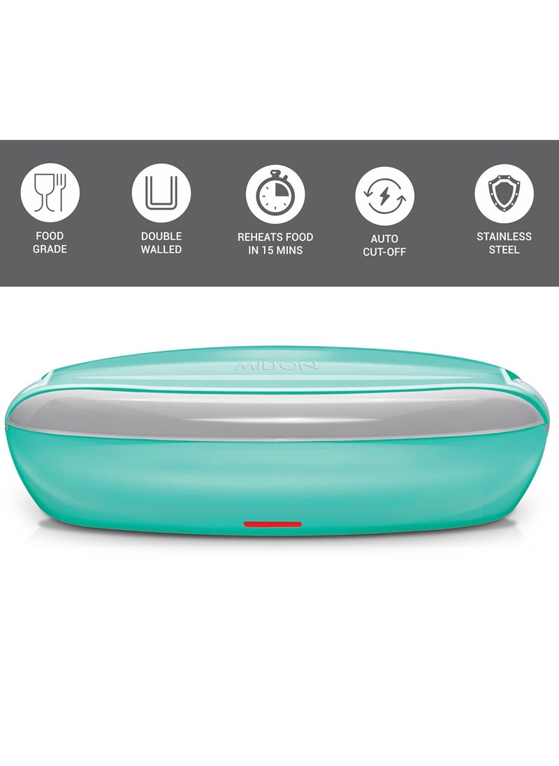 MILTON Swiftron Stainless Steel Tiffin Box Set, 260ml/262mm, Set of 2, Aqua Green