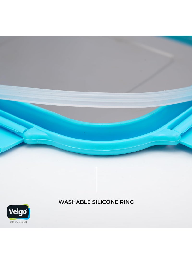 Veigo Lock N Steel 100% Air Tight 3 Pcs Celebration Gift Pack, Sky Blue, 1140 Milliliter