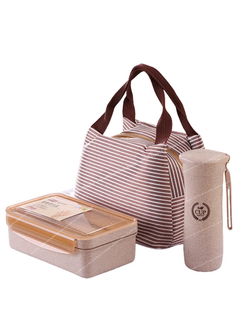 FunBlast Lunch Box and Water Bottle with Lunch Bag - Wheat Straw Fiber Lunch Box/Tiffin Box, Lunch Box with Spoon and Chopsticks, Lunch Box for Kids, Lunch Boxes for Office Men & Women - 1100 Ml
