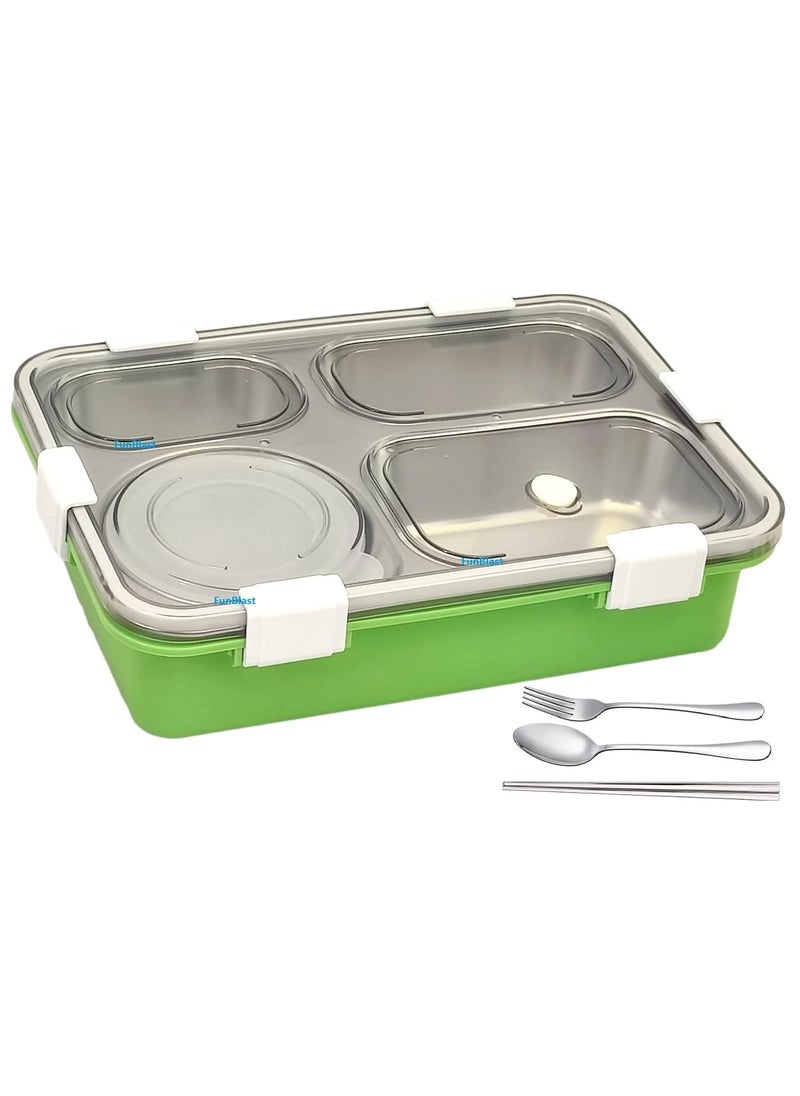 FunBlast Stainless Steel Lunch Box for Kids, Tiffin Box with Spoon and Fork, Bento Lunch Box, Insulated Lunch Box, Lunch Box for Kids, Office Women & Men (Not Leak-Proof - for Dry Foods Only)