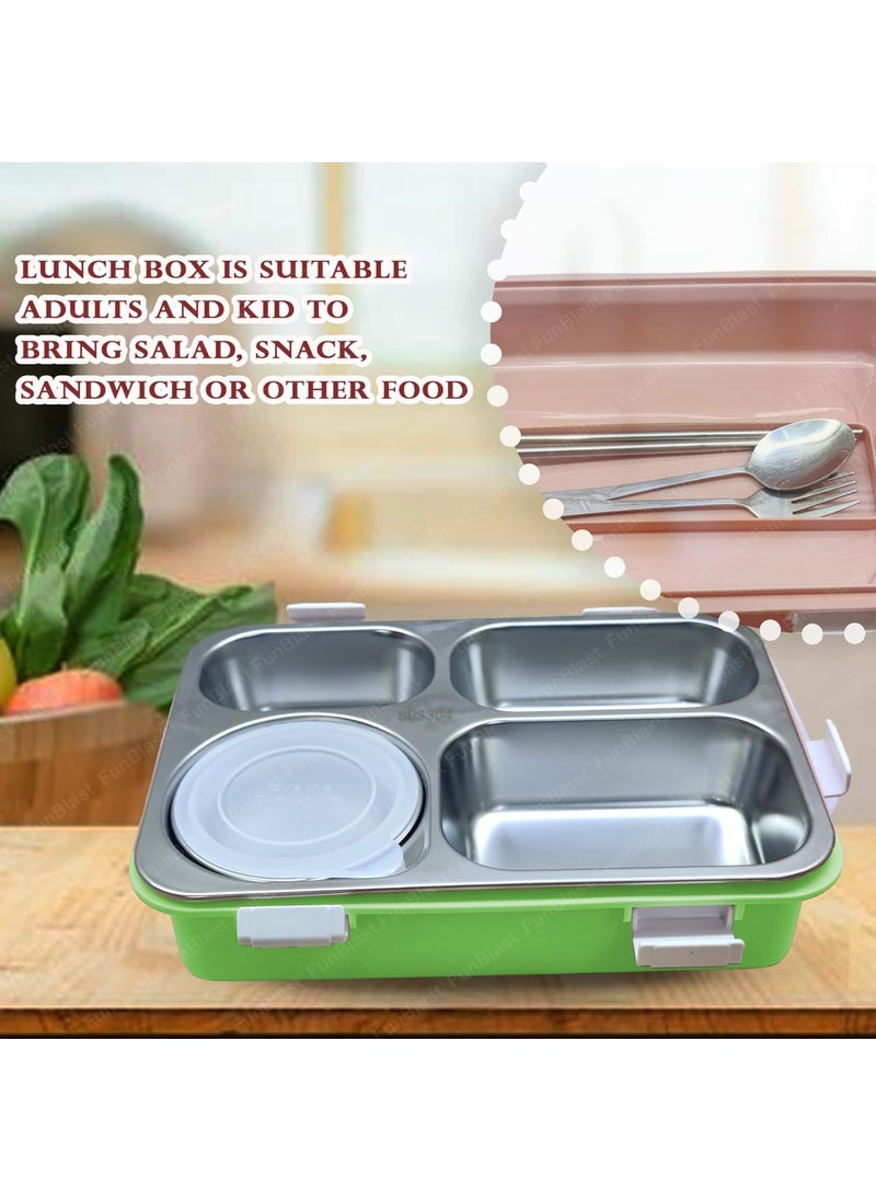 FunBlast Stainless Steel Lunch Box for Kids, Tiffin Box with Spoon and Fork, Bento Lunch Box, Insulated Lunch Box, Lunch Box for Kids, Office Women & Men (Not Leak-Proof - for Dry Foods Only)