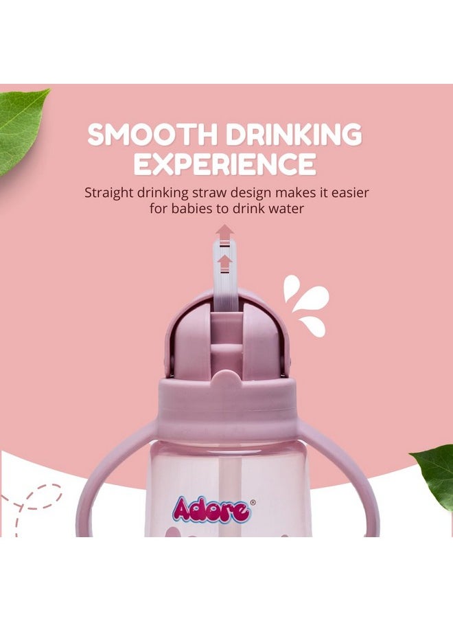 Bling Leakproof Kids Sipper | 240Ml Baby Water Bottle For 2 Years | 360-Degree Drinking Sippers For Kids | Straw Sipper For Baby & Toddlers (Pink)