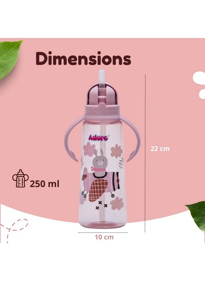 Bling Leakproof Kids Sipper | 240Ml Baby Water Bottle For 2 Years | 360-Degree Drinking Sippers For Kids | Straw Sipper For Baby & Toddlers (Pink)