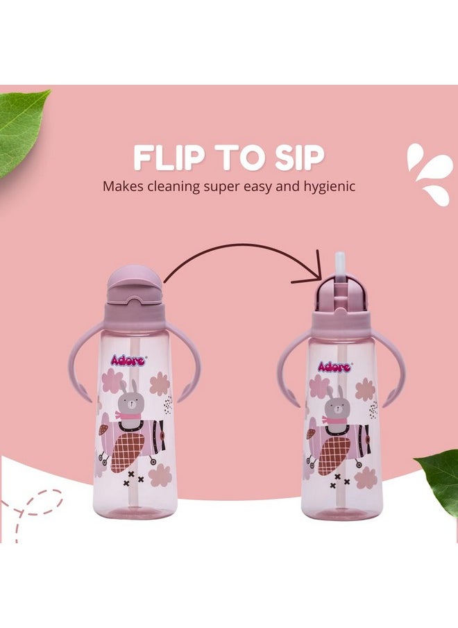 Bling Leakproof Kids Sipper | 240Ml Baby Water Bottle For 2 Years | 360-Degree Drinking Sippers For Kids | Straw Sipper For Baby & Toddlers (Pink)