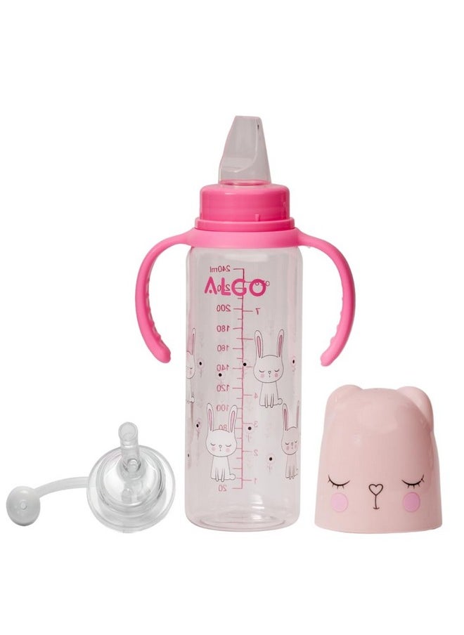 Algo Snr 2 Stage Baby Spout & Straw Sipper With Gravity Ball & Twin Handle- 240Ml (Rabbit)