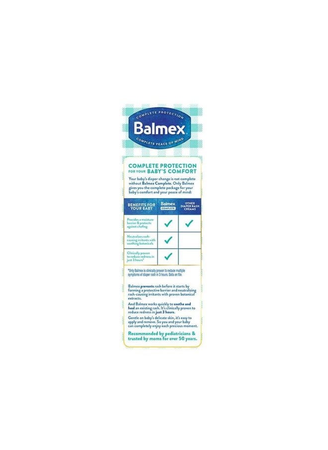BALMEX Complete Protection Zinc Oxide Diaper Rash Cream, Advanced Formula, 2 Oz (2 Pack)