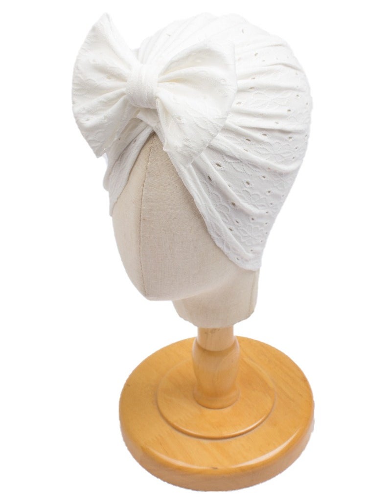6 Pcs Big Bow Turban Beanie Caps Mesh Newborn Baby Solid Knot Hats Toddler Turban Bow Cap