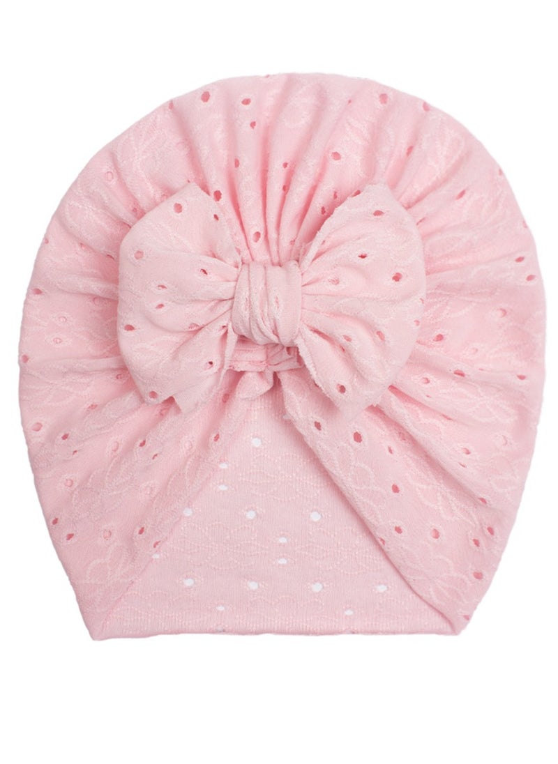 6 Pcs Big Bow Turban Beanie Caps Mesh Newborn Baby Solid Knot Hats Toddler Turban Bow Cap