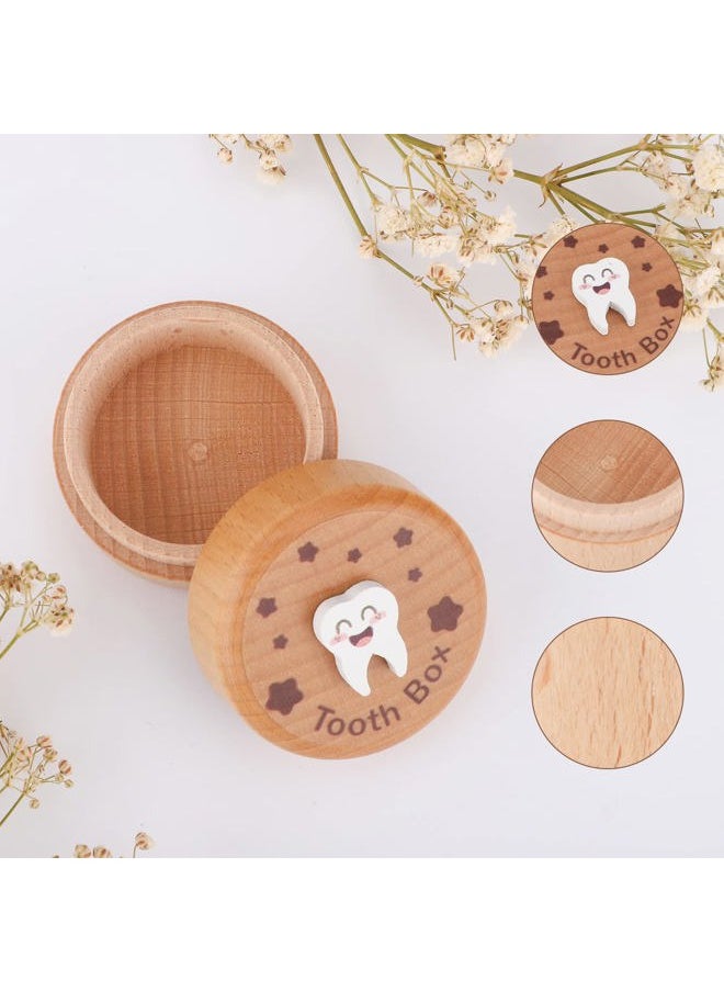 Wooden Tooth Fairy Box, 3D Tooth Keepsake Box Cute Tooth Case Keepsake Organizer Lost Teeth Tooth Holder Box Tooth Storage Box for Boys Girls Kids Children