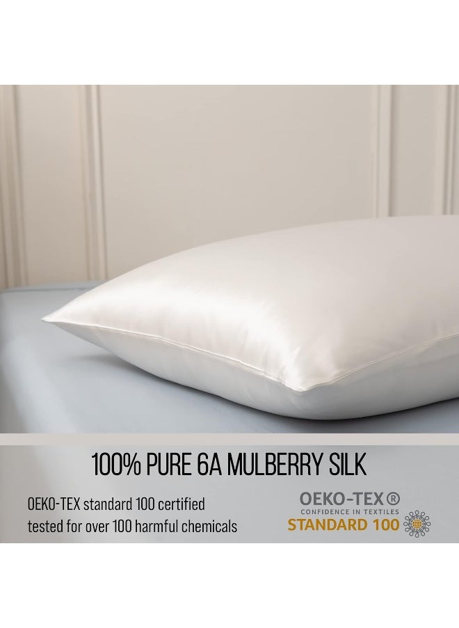 BC BELLA COTERIE Luxury Silk Pillowcase for Hair and Skin | 30 Momme | 100% Pure 6A Mulberry Silk | Super Soft | Perfectly Plush [Queen, Ivory]