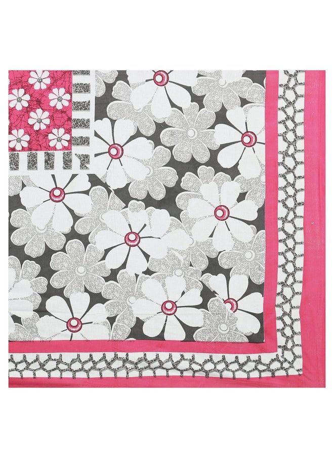 RajasthaniKart® Pure 100% Cotton Double Bed Sheet with 2 Pillow Covers (Bedsheet for Double Bed Cotton, Pink,Floral)