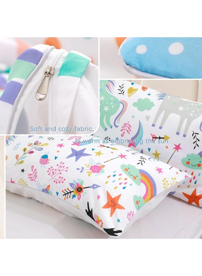 BEDMUST Unicorn Duvet Cover Full Soft Cute Unicorn Rainbow Bedding Set with Flowers Leaves Clouds Stars Birds Print Pattern 3 Piece Unicorn Bed Set for Kids Girls Boys