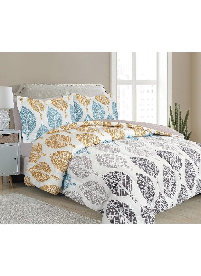 Marina Decoration Ultra Soft Goose Down Alternative Bed in a Bag Rich Printed 7 Piece Comforter Set Includes 4 Piece Sheet Set Queen Grey
