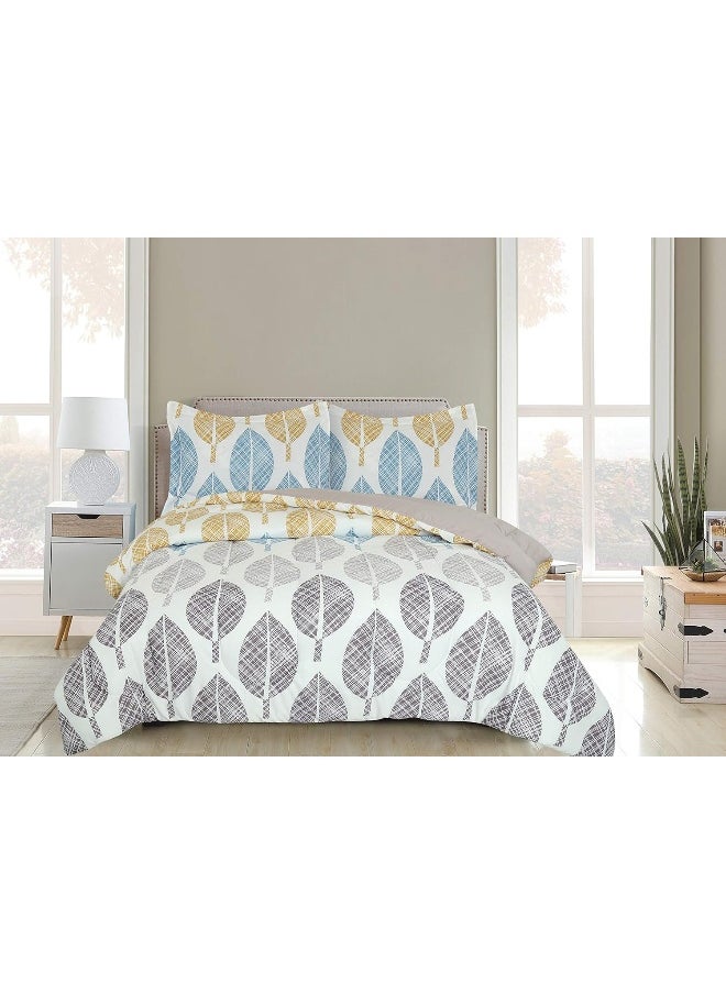 Marina Decoration Ultra Soft Goose Down Alternative Bed in a Bag Rich Printed 7 Piece Comforter Set Includes 4 Piece Sheet Set Queen Grey