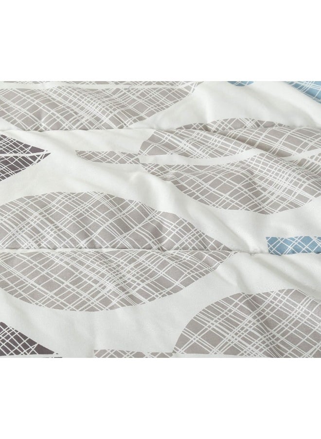 Marina Decoration Ultra Soft Goose Down Alternative Bed in a Bag Rich Printed 7 Piece Comforter Set Includes 4 Piece Sheet Set Queen Grey