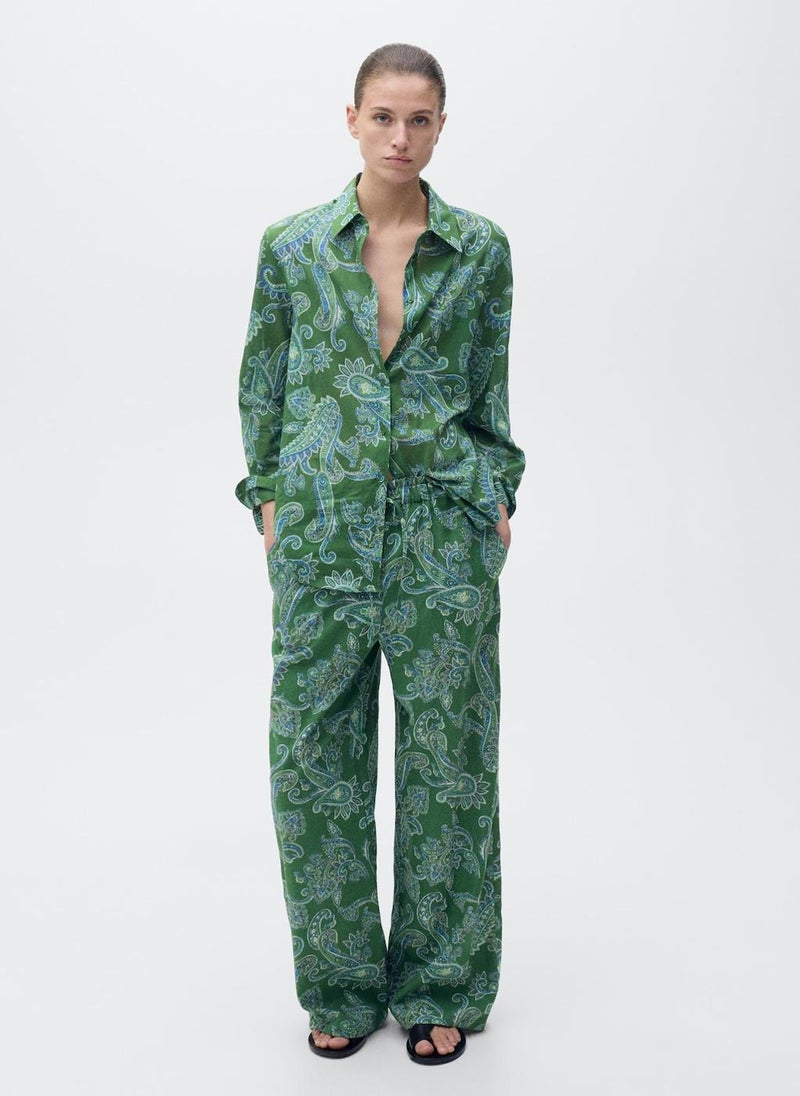 Casual Linen Paisley Trousers