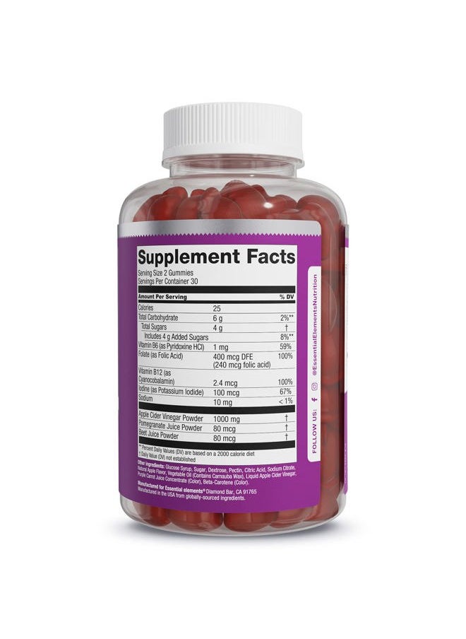 Apple Cider Vinegar Gummies from The Mother - Naturally-Sourced, Vegan ACV with Folic Acid and Vitamin B6 & B12 (2 Pack)