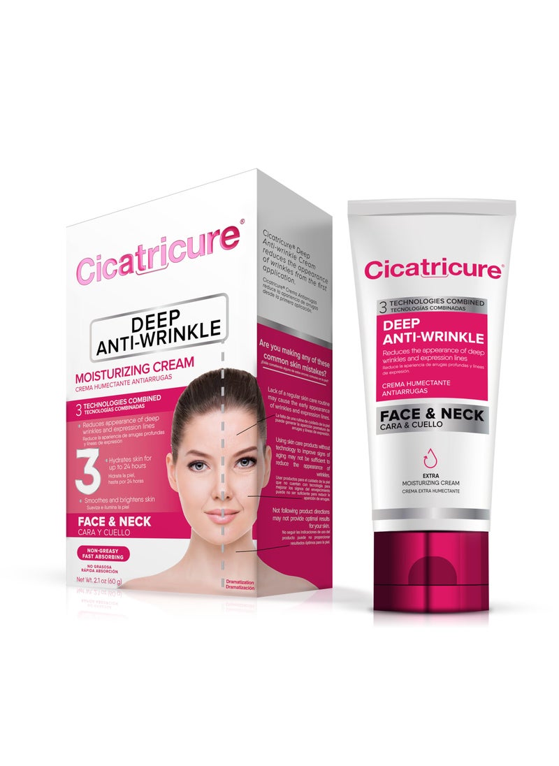 Cicatricure Anti Wrinkle Face & Neck Cream, 3-in-1 Facial Moisturizer with Retinol, Vitamin E & Q Acetyl 10, Hydrating Anti Aging Skin Care, 2.1 Ounces