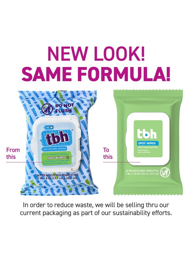 TBH Kids Spot Wash Wipes - Cleansing Face Wipes - Acne Prevention - Sulfate, Paraben Free - 30 Pack.