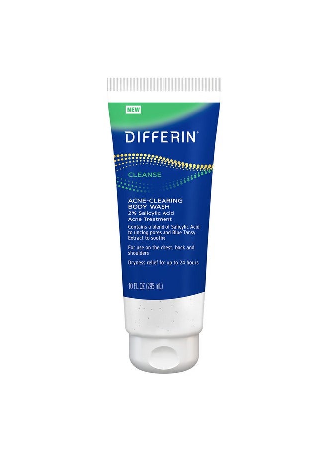 Differin Acne Body Wash by the makers of Differin Gel, Acne Treatment Cleanser with Salicylic Acid, Cream to Lather Formula for Back, Chest, Shoulders, 10 Oz.