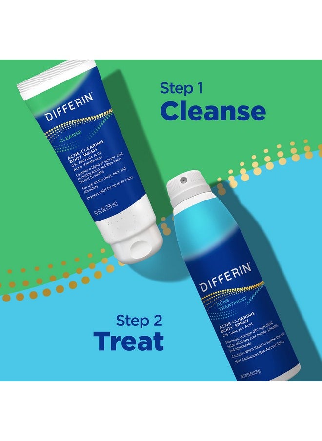 Differin Acne Body Wash by the makers of Differin Gel, Acne Treatment Cleanser with Salicylic Acid, Cream to Lather Formula for Back, Chest, Shoulders, 10 Oz.