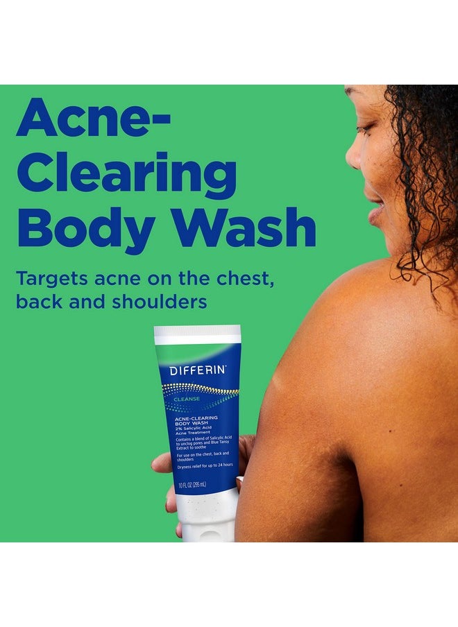 Differin Acne Body Wash by the makers of Differin Gel, Acne Treatment Cleanser with Salicylic Acid, Cream to Lather Formula for Back, Chest, Shoulders, 10 Oz.