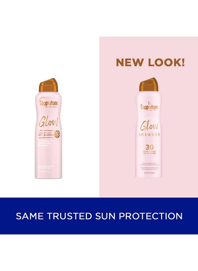 Coppertone Glow with Shimmer Spray Sunscreen, Broad Spectrum SPF 30 Sunscreen, 5 Oz, Pack of 2