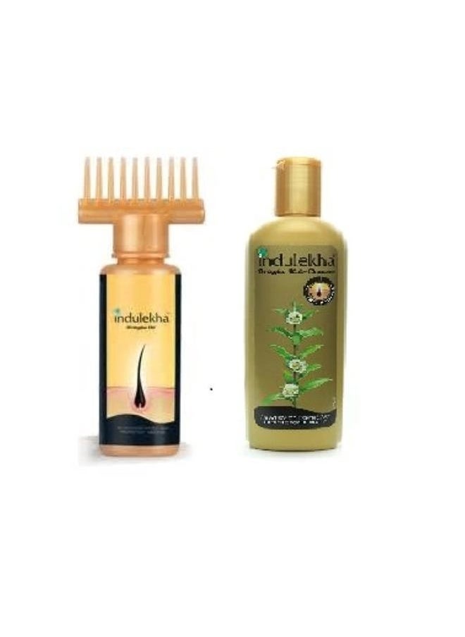 Indulekha Combo Set - Bringha Hair Oil 100ml and Anti Hair Fall Shampoo 200ml (Hair Cleanser)