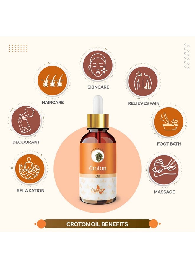 زيت Crysalis Croton (Codiaeum Variegatum) | زيت ناقل طبيعي نقي 100% غير مخفف، معيار عضوي للعناية بالبشرة والشعر | للبشرة والصحة وتقليل ظهور البثور، يستخدم في العلاج بالروائح، 30 مل