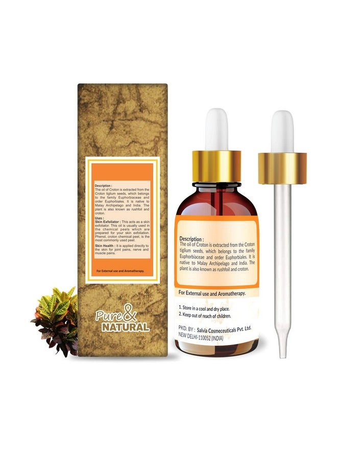 زيت Crysalis Croton (Codiaeum Variegatum) | زيت ناقل طبيعي نقي 100% غير مخفف، معيار عضوي للعناية بالبشرة والشعر | للبشرة والصحة وتقليل ظهور البثور، يستخدم في العلاج بالروائح، 30 مل