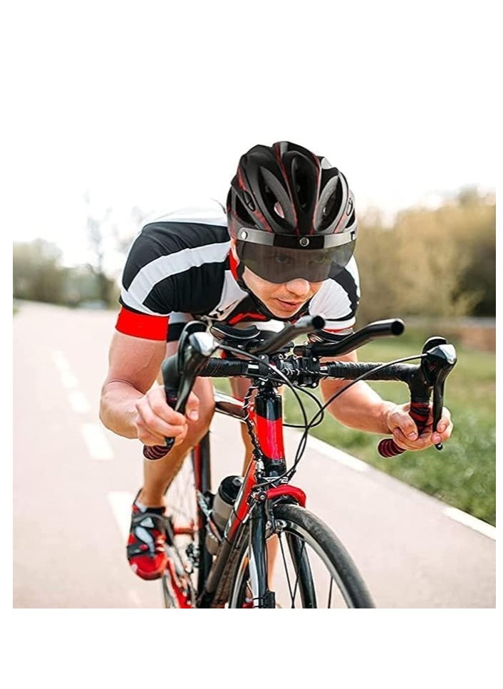 Adult bicycle helmet with detachable magnetic goggles, road and mountain riding protective helmet, adjustable size,unisex，white and black