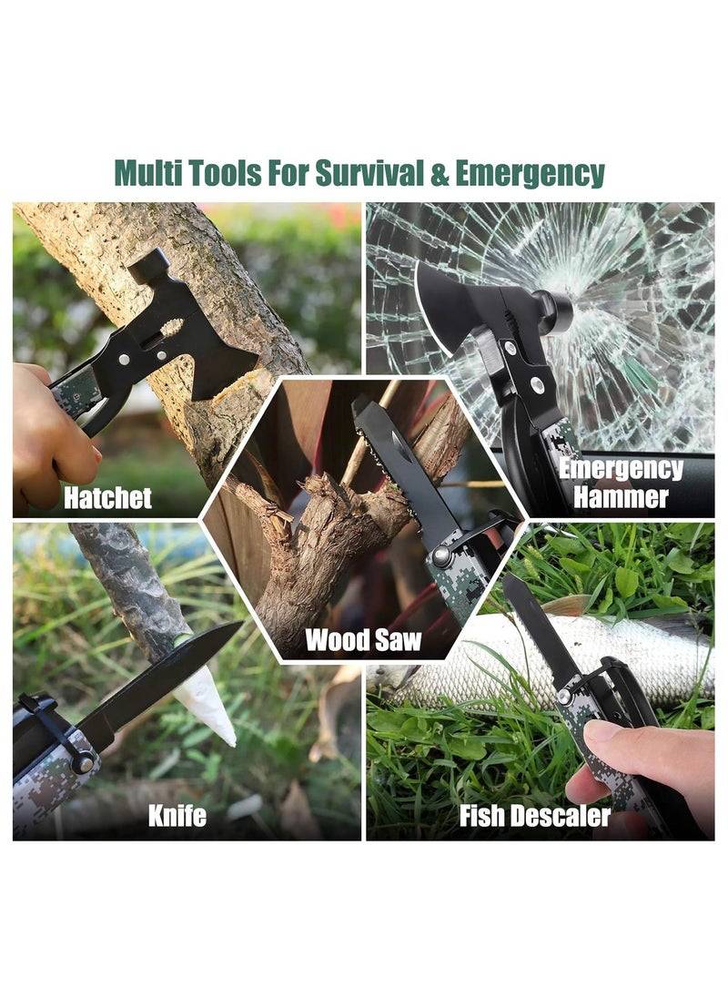 16-in-1 Mini Lightweight Multipurpose Axe - Essential Camping Gear, Unique Gifts for Men & Dads, Versatile Survival Tools, Outdoor Hiking Accessories, Perfect for Camping Adventures.