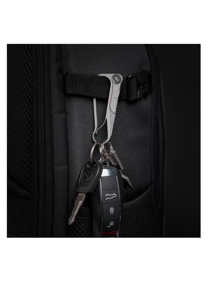 Titanium Carabiner Clip, Multifunctional EDC Carabiner Keychain with Folding Utility knife and Bottle Opener, Quick Release Keychain for Men and Women Lightweight Pocket Utility Knife with Carabiner