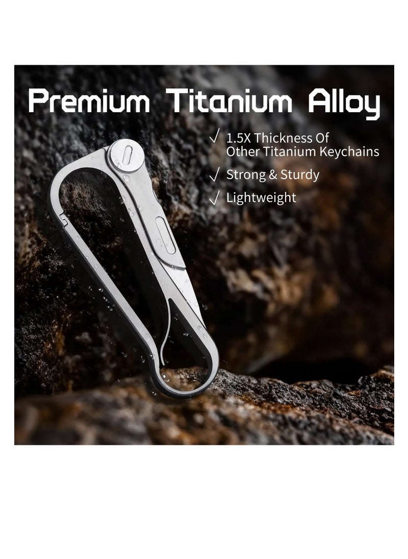 Titanium Carabiner Clip, Multifunctional EDC Carabiner Keychain with Folding Utility knife and Bottle Opener, Quick Release Keychain for Men and Women Lightweight Pocket Utility Knife with Carabiner