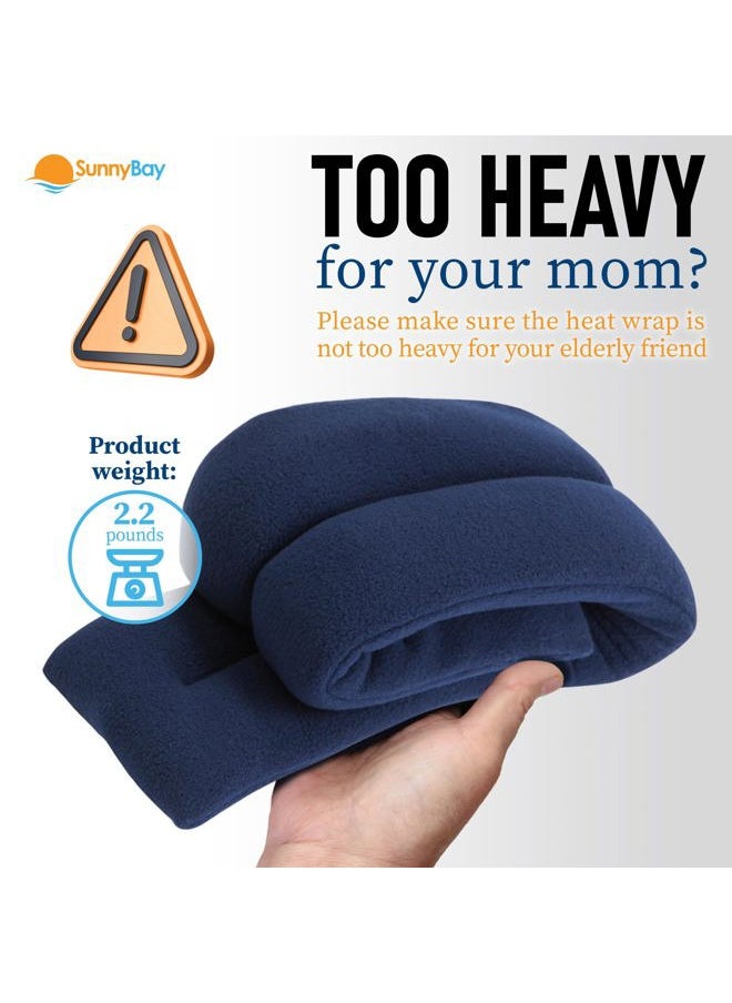 Microwavable Heating Pads, Microwavable Moist Heated Neck and Shoulder Wrap, Versatile Weighted Beanbag Cold Pack or Warm Compress, 2.2 lbs, 26x4 Inches, Navy Blue