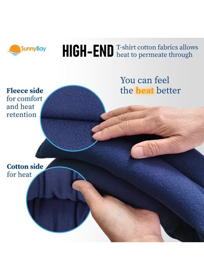 Microwavable Heating Pads, Microwavable Moist Heated Neck and Shoulder Wrap, Versatile Weighted Beanbag Cold Pack or Warm Compress, 2.2 lbs, 26x4 Inches, Navy Blue