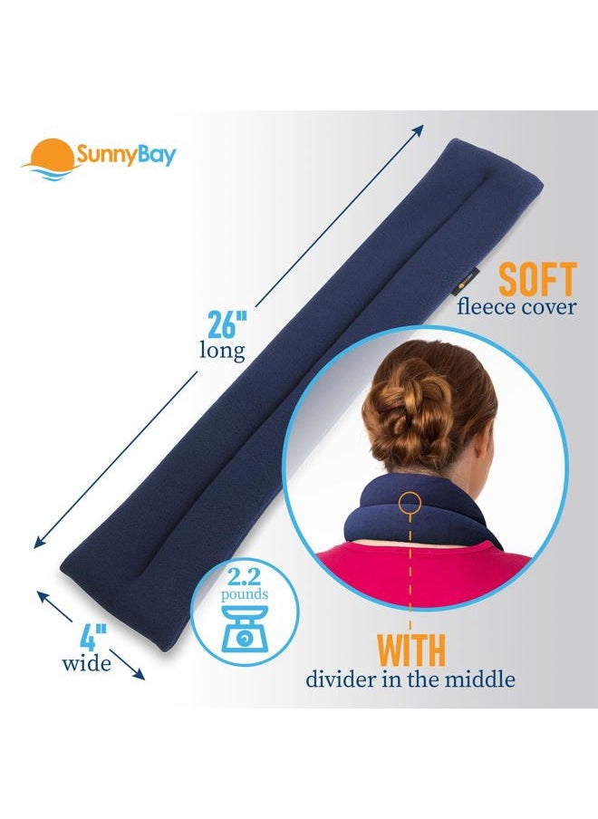 Microwavable Heating Pads, Microwavable Moist Heated Neck and Shoulder Wrap, Versatile Weighted Beanbag Cold Pack or Warm Compress, 2.2 lbs, 26x4 Inches, Navy Blue