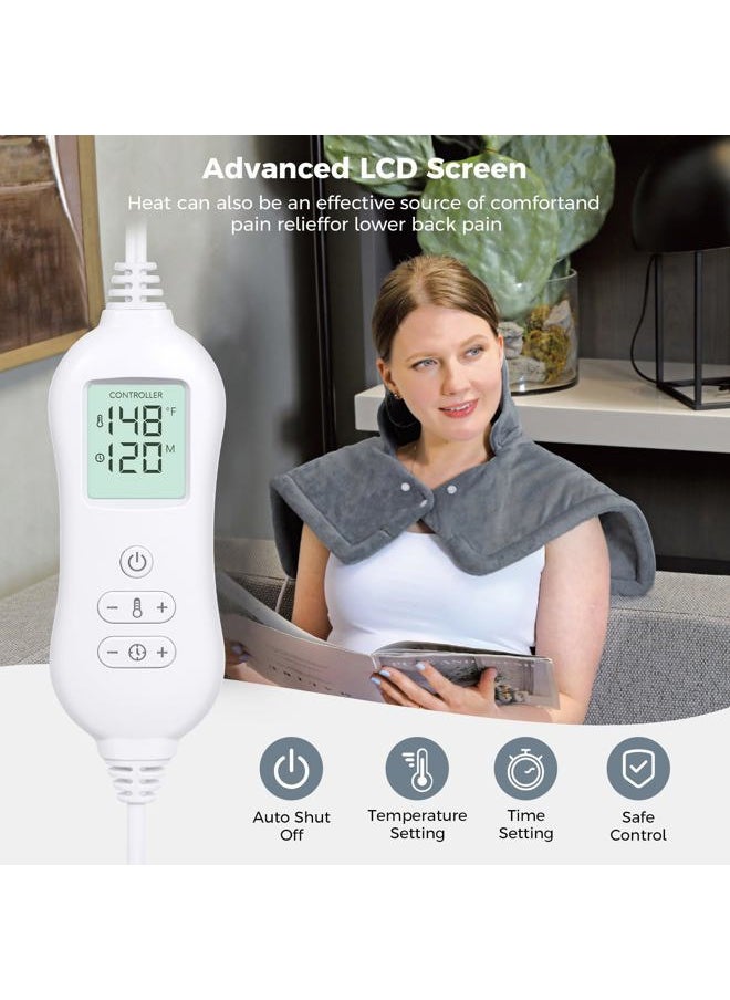 Heating Pad for Neck and Shoulder Pain Relief, Fast Heating, Auto Shut Off, Mothers Day Gifts for Mom, Birthday Gifts for Women Men Dad Wife Husband, Grey, 17