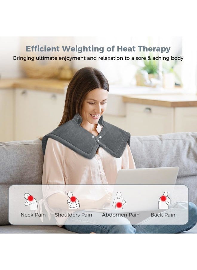 Heating Pad for Neck and Shoulder Pain Relief, Fast Heating, Auto Shut Off, Mothers Day Gifts for Mom, Birthday Gifts for Women Men Dad Wife Husband, Grey, 17