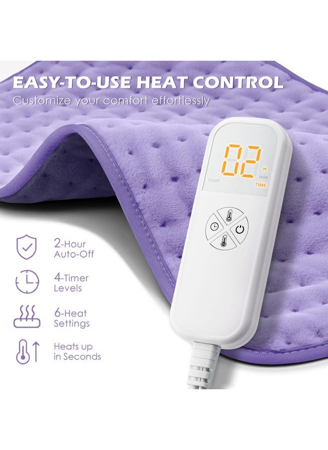 Heating Pad for Back Pain Cramps Relief - Electric Heating Pad for Neck/Shoulder/Muscle Pain - 6 Heat Settings, Auto Off, Moist Heat Options, Machine Washable, Christmas Gifts for Women,Mom,Sister -XL