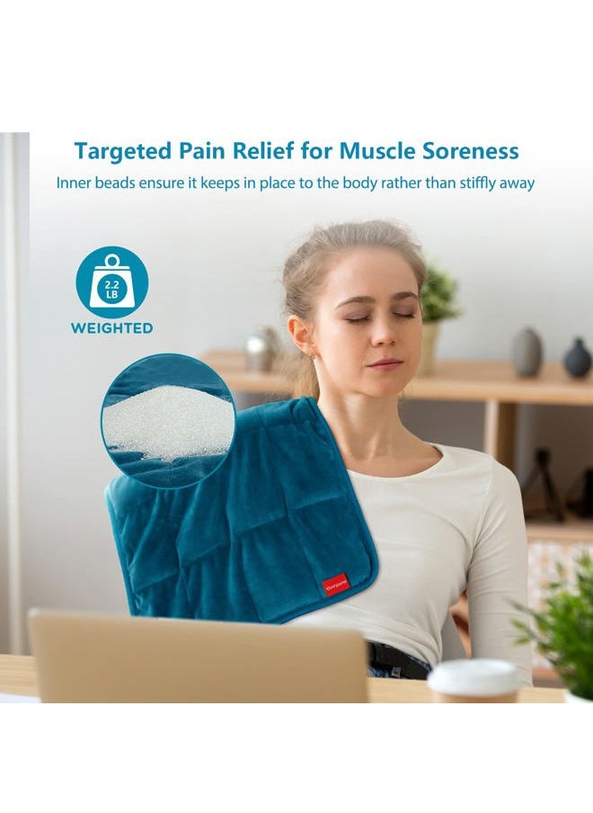 Weighted Heating Pad for Back & Cramps, 2.2lb Electric Neck Shoulder Heat Pad for Pain Relief, FSA HSA Eligible, Valentines Day Gifts for Her Him Wife Husband, 2H Auto-Off, 12x24, Washable