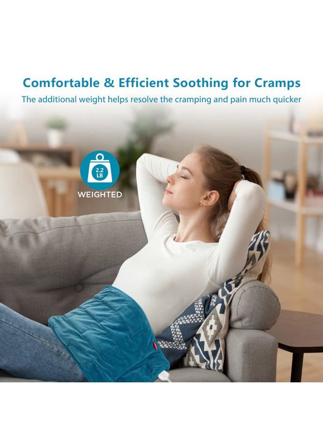 Weighted Heating Pad for Back & Cramps, 2.2lb Electric Neck Shoulder Heat Pad for Pain Relief, FSA HSA Eligible, Valentines Day Gifts for Her Him Wife Husband, 2H Auto-Off, 12x24, Washable