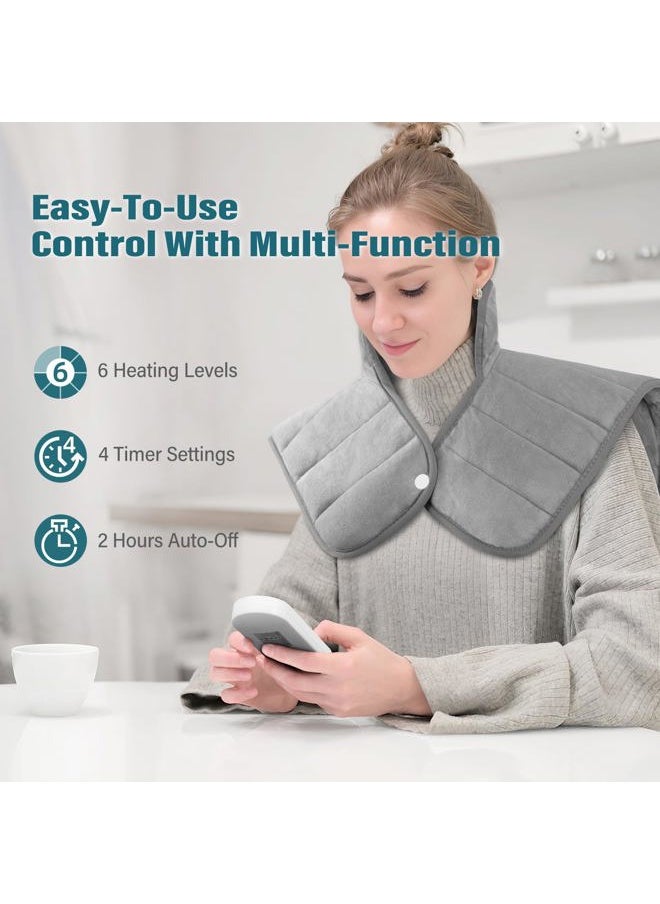Heating Pad for Neck and Shoulders and Back, Heating Pad for Back Pain Relief and Cramps, Heat Pads for Women, Birthday Mothers Day Gifts for Mom Wife Grandma Her, 6 Heat Settings, 4 Auto-Off, 22