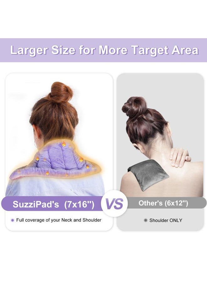SuzziPad Microwave Heating Pad for Discomfort Reducing, 7x16 Microwavable Heated Pads, Muscle Ache, Soothing Fatigue for Neck and Shoulder, Bean Bag Moist Heat Pack, Warm Compress, Purple