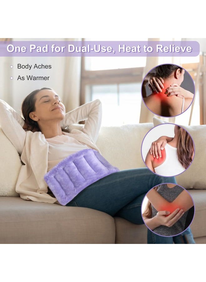 SuzziPad Microwave Heating Pad for Discomfort Reducing, 7x16 Microwavable Heated Pads, Muscle Ache, Soothing Fatigue for Neck and Shoulder, Bean Bag Moist Heat Pack, Warm Compress, Purple