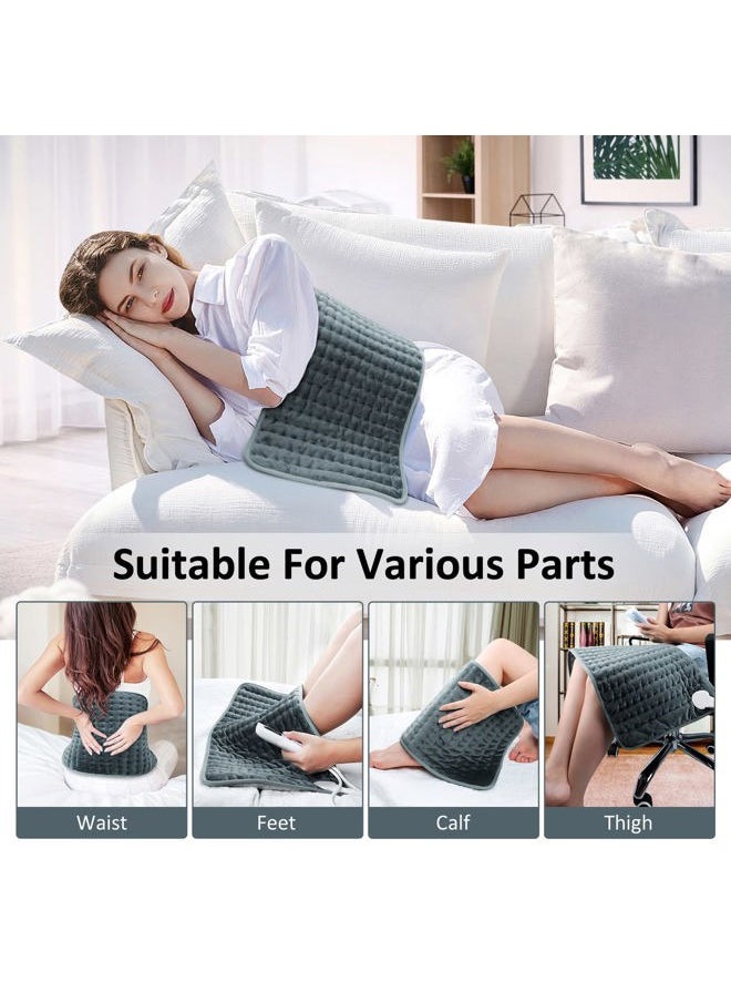 Electric Heating pad for Back/Shoulder/Neck/Knee/Leg Pain Relief, 6 Fast Heating Settings, Auto-Off, Machine Washable, Moist Dry Heat Options, Extra Large 12