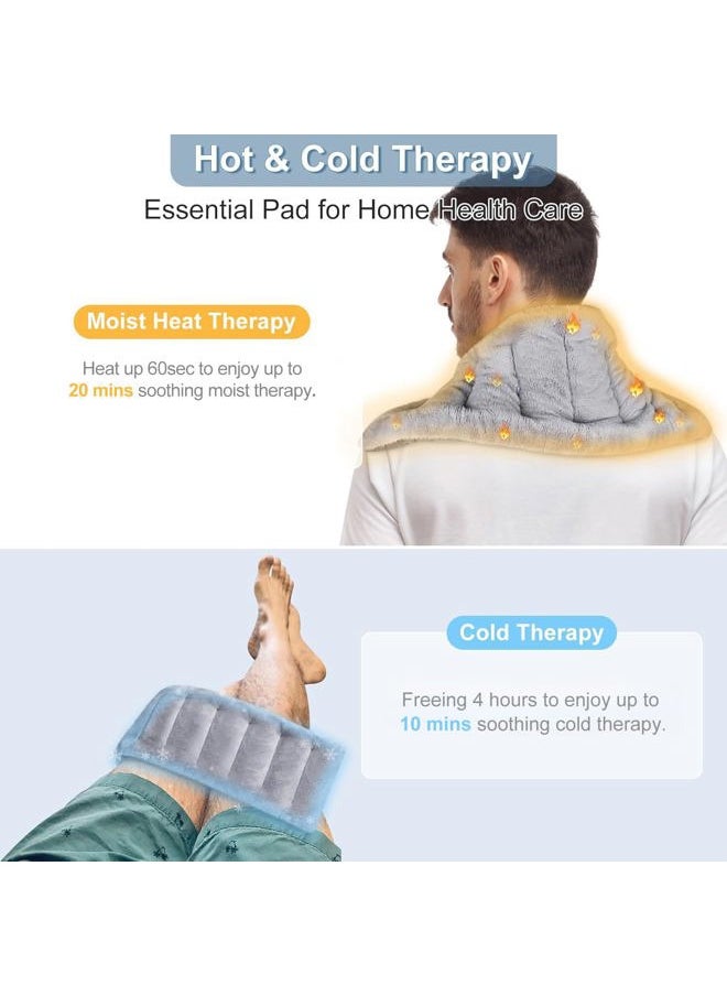 SuzziPad Microwavable Heating Pads for Neck and Shoulder Back Discomfort, 7x16 Fatigue Soothing Heated Pad Microwave, Moist Hot Packs, Unscented Heat Pack for Aches, Sore Muscle, Gray