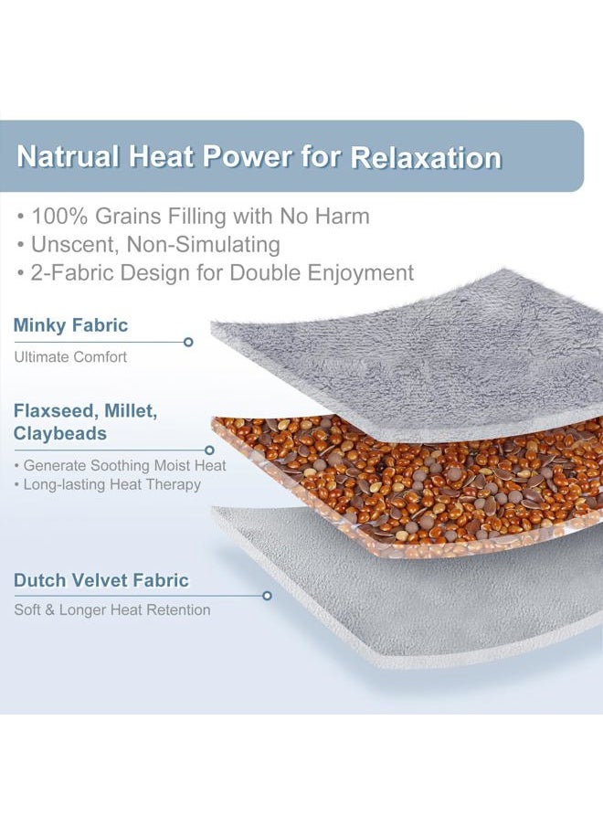 SuzziPad Microwavable Heating Pads for Neck and Shoulder Back Discomfort, 7x16 Fatigue Soothing Heated Pad Microwave, Moist Hot Packs, Unscented Heat Pack for Aches, Sore Muscle, Gray