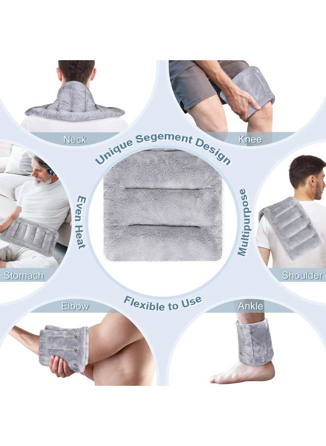 SuzziPad Microwavable Heating Pads for Neck and Shoulder Back Discomfort, 7x16 Fatigue Soothing Heated Pad Microwave, Moist Hot Packs, Unscented Heat Pack for Aches, Sore Muscle, Gray
