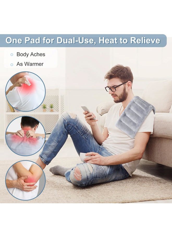 SuzziPad Microwavable Heating Pads for Neck and Shoulder Back Discomfort, 7x16 Fatigue Soothing Heated Pad Microwave, Moist Hot Packs, Unscented Heat Pack for Aches, Sore Muscle, Gray